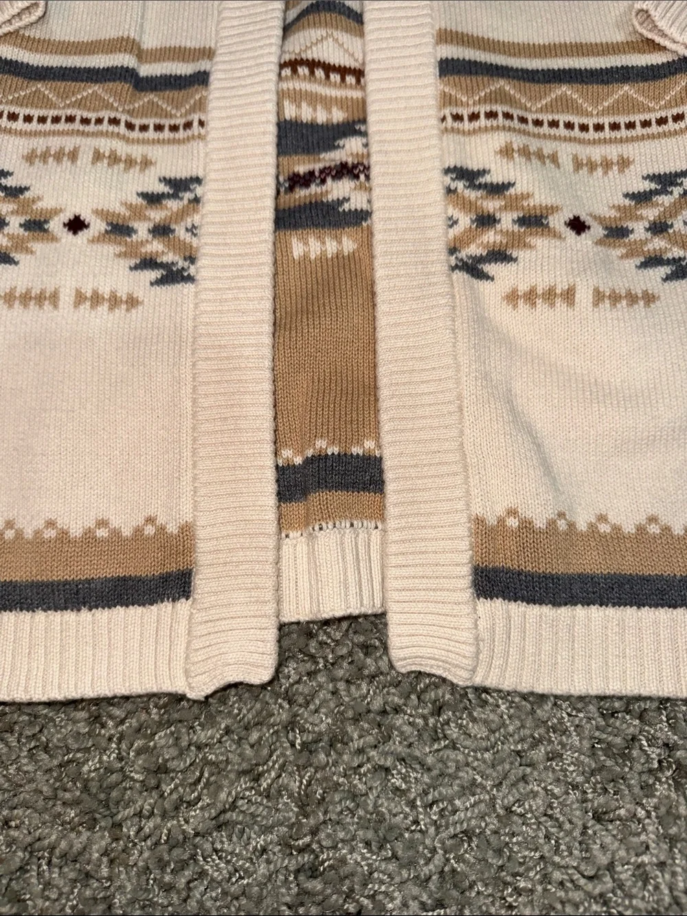 Gymboree Cream Aztec-Pattern Open Cardigan with Tan and Gray Accents (6)